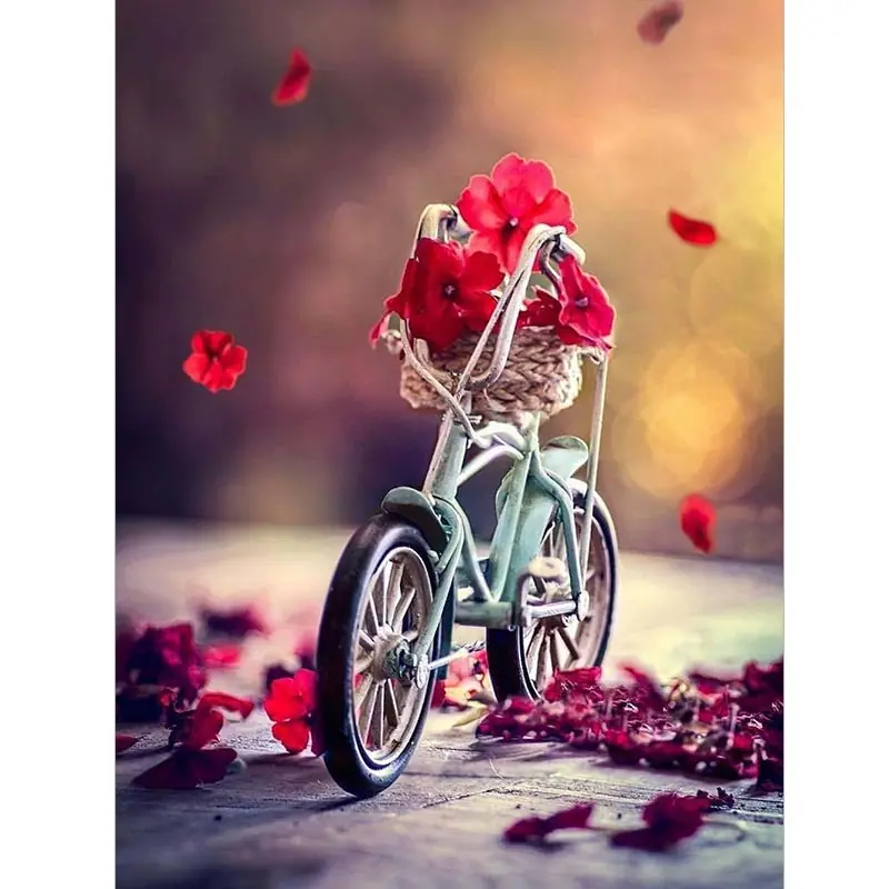 

5D Сделай Сам Алмазная картина Роза велосипедный пейзаж Ручная работа алмазная картина вышивка мозаика крест вышивка домашний декор подарк...