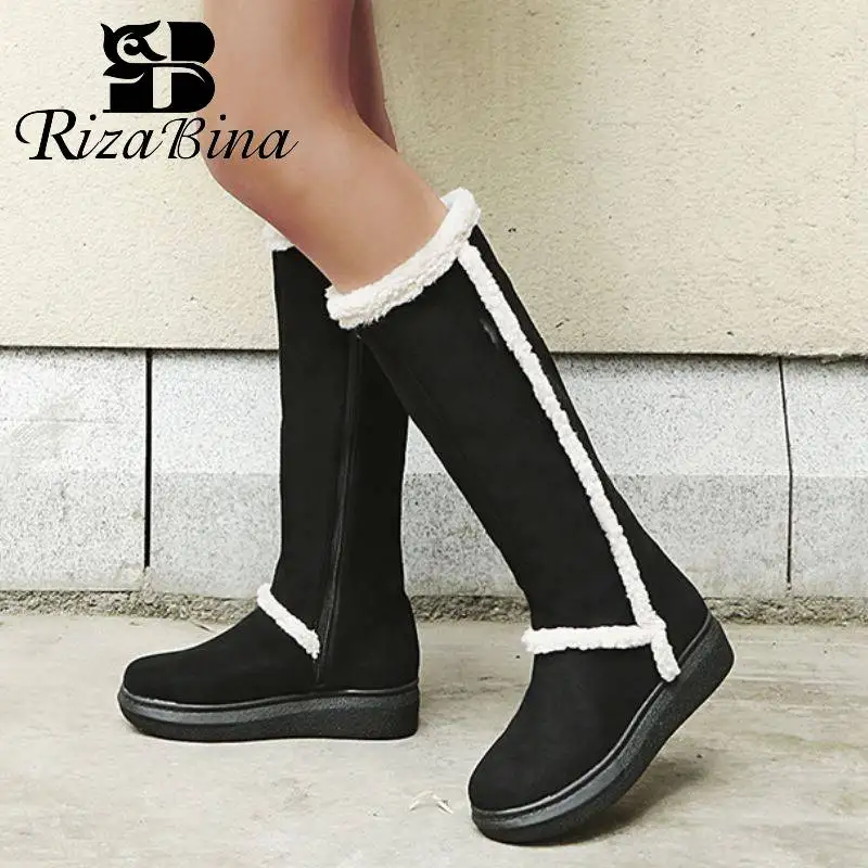 Новые зимние теплые сапоги до колена RIZABINA для женщин боковая обувь женская