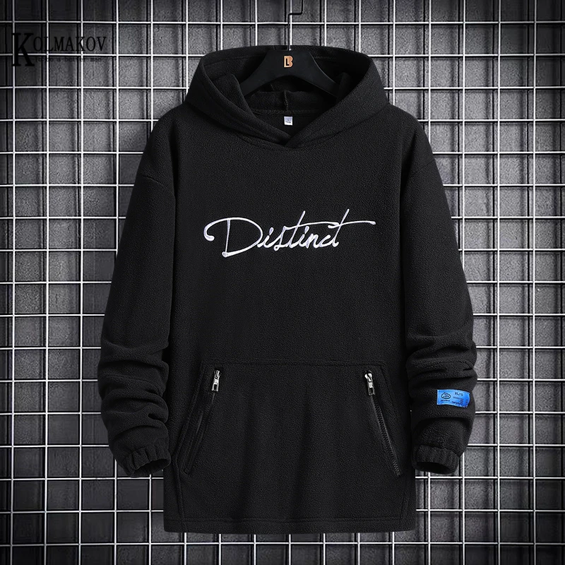 

KOLMAKOV Men's Pullover Fleece Sweatershirt Casual Hooded Hoodies Solid Streetwear Men New Arrival Printed Coat Male M-5XL