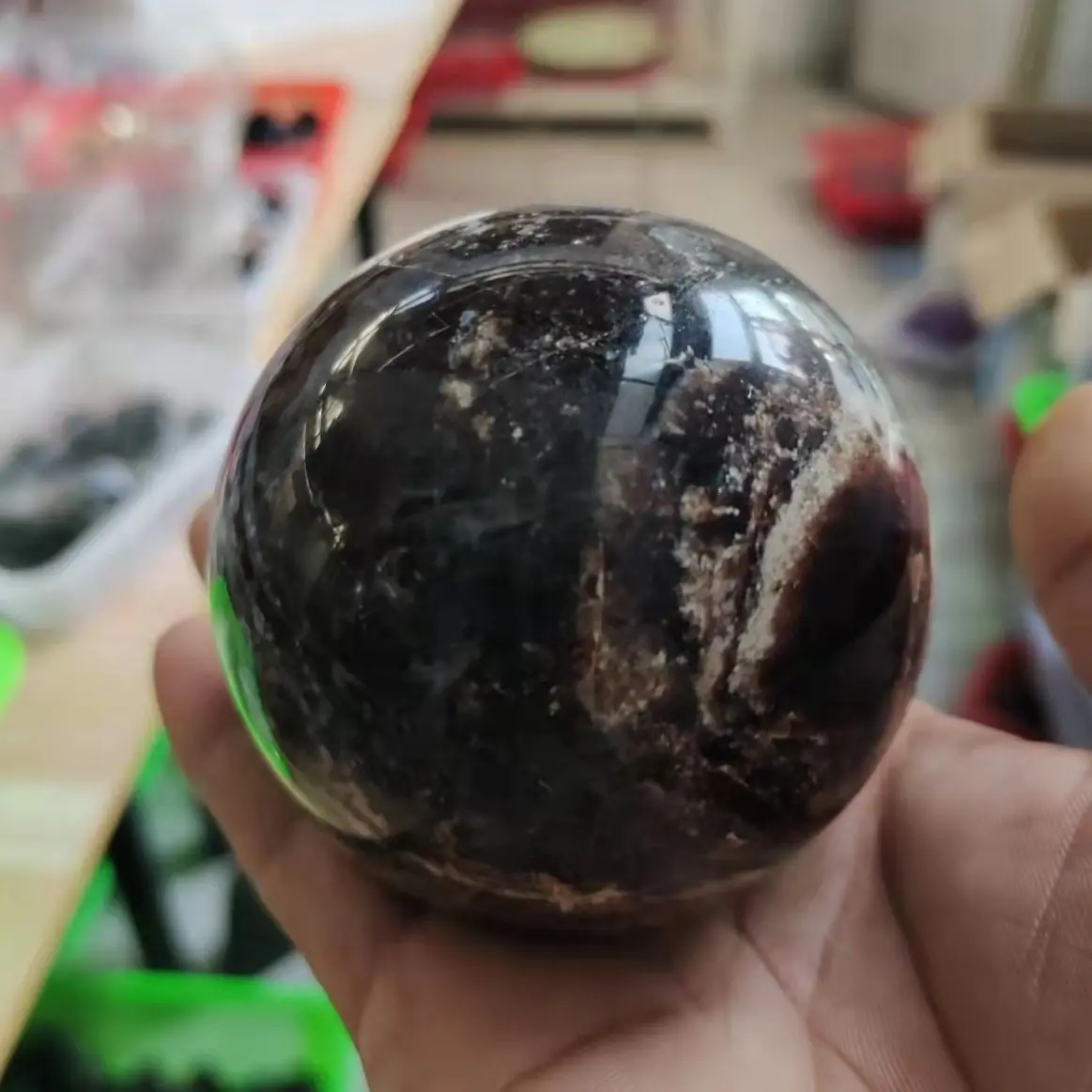 

Натуральный кристалл Серый Черный Камень Опал Сфера кварц шар точечный Исцеление фэн-шуй украшение комнаты