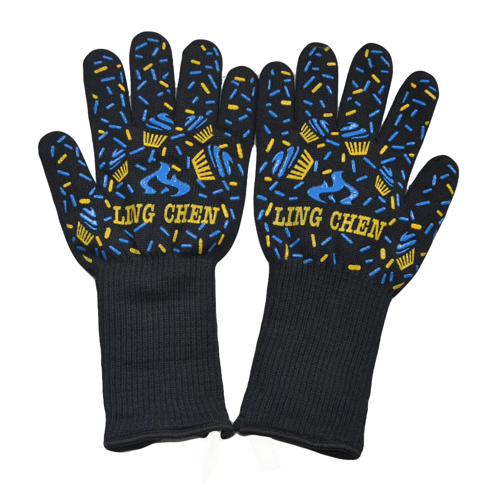 

#40 1 Pair Oven Mitt Baking Glove Extreme Heat Resistant Multi-purpose Grilling Cook Gloves Kitchen Barbecue Glove Bbq Gloves
