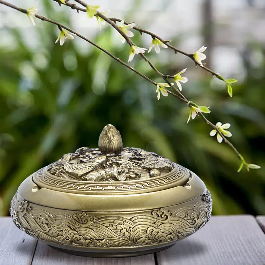 Винтажный пепельница с крышкой скульптура сувениры декоративный держатель для