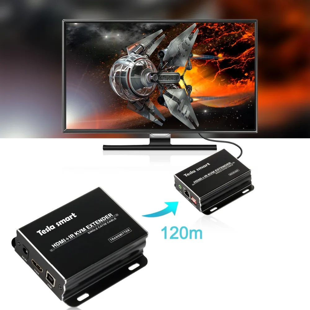 KVM удлинитель 120 м HDMI удлинитель IR HDMI KVM удлинитель CAT5e/6 TCP/IP Full HD Поддержка 3D, HDCP, EDID(один Отправитель+ один приемник