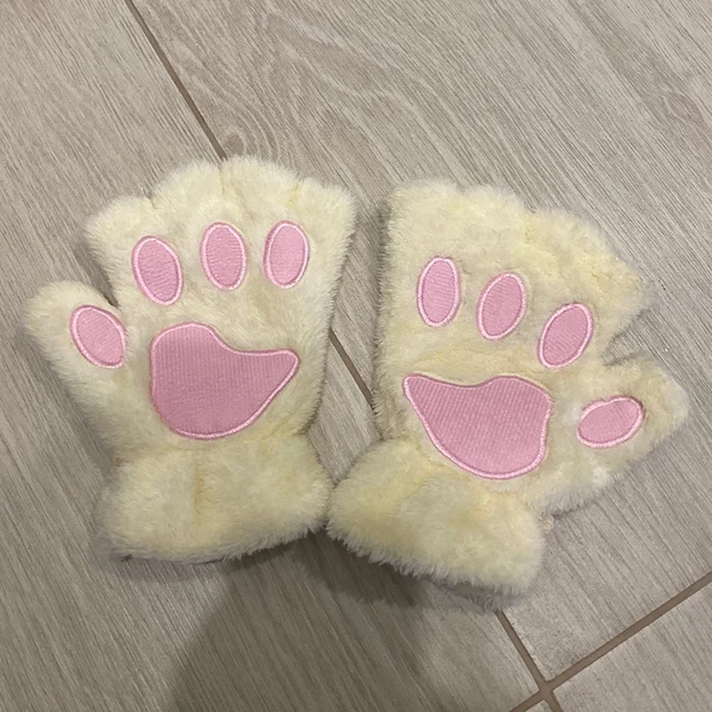New Winter Gloves Women Bear Plush Cat Paw Claw Gloves Cute Kitten Fingerless Mittens Christmas Halloween for Girls Gift Gloves 5
