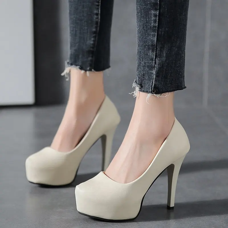 

Spring Summer Single Shoes Women's Pointed High Heels Solid Color Etiquette Dress Dress Party Shoes Shallow Shoes