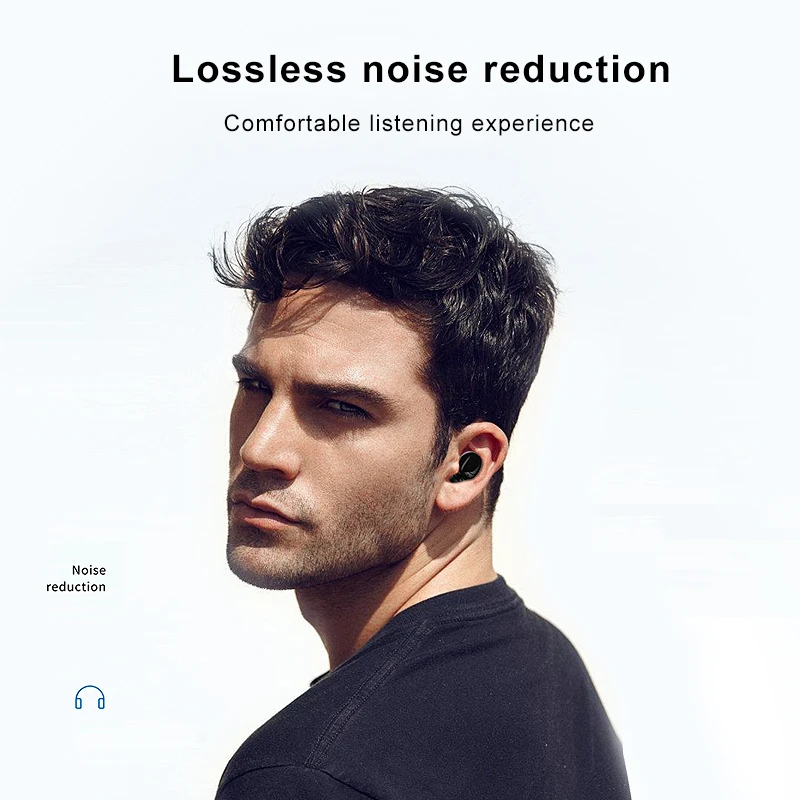 

ALECUCI XG29 True Wireless Headphones Bluetooth 5.0 Earphones with Built-in Mic Bass 3D Stereo Sound LED Digital Shows Clock