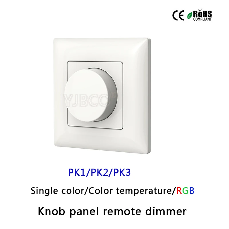 

PK1/PK2/PK3 2.4G Wall mounted Knob panel led dimmer remote controller for single color/color temperature/RGB led strip light