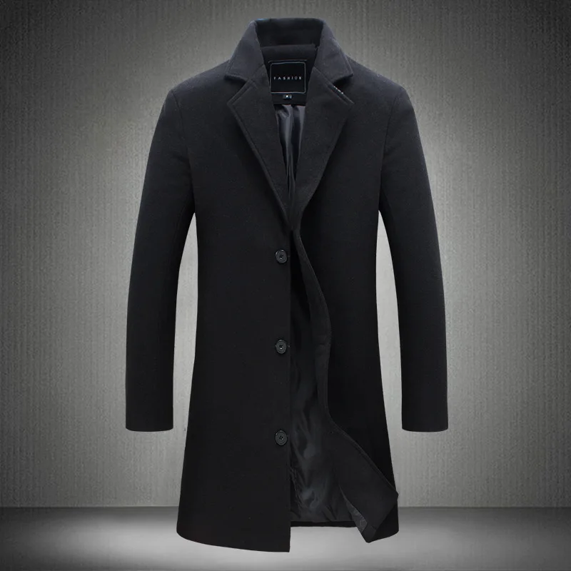 

Top Selling Product In 2021 Long Solid Color Single-breasted Trench Coat Wool Plus Size Casual Style Jacket Mens Clothing