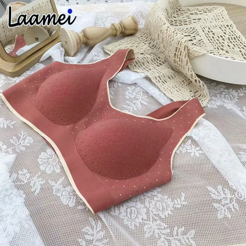 

Laamei Sports Elastic Bra Seamless Bra Wire Free Bra Sexy Triangle Brassiere Soft Women's Push Up Underwear Breathable Bras Top