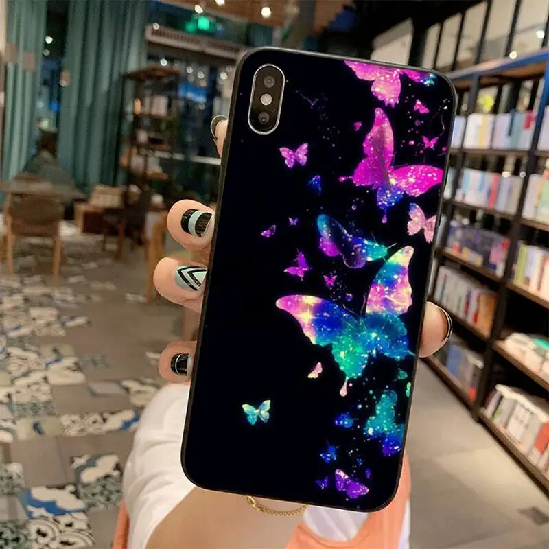 HPCHCJHM Бабочка DIY Окрашенные Bling Телефон чехол для iPhone 11 pro XS MAX 8 7 6 6S Plus X 5S SE 2020 XR |