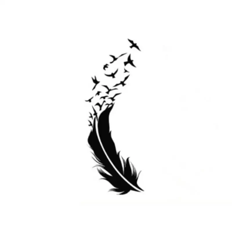 

Black Waterproof Feather Temporary Tattoos Stickers DIY Body Art Beauty Makeup 20.5*10cm
