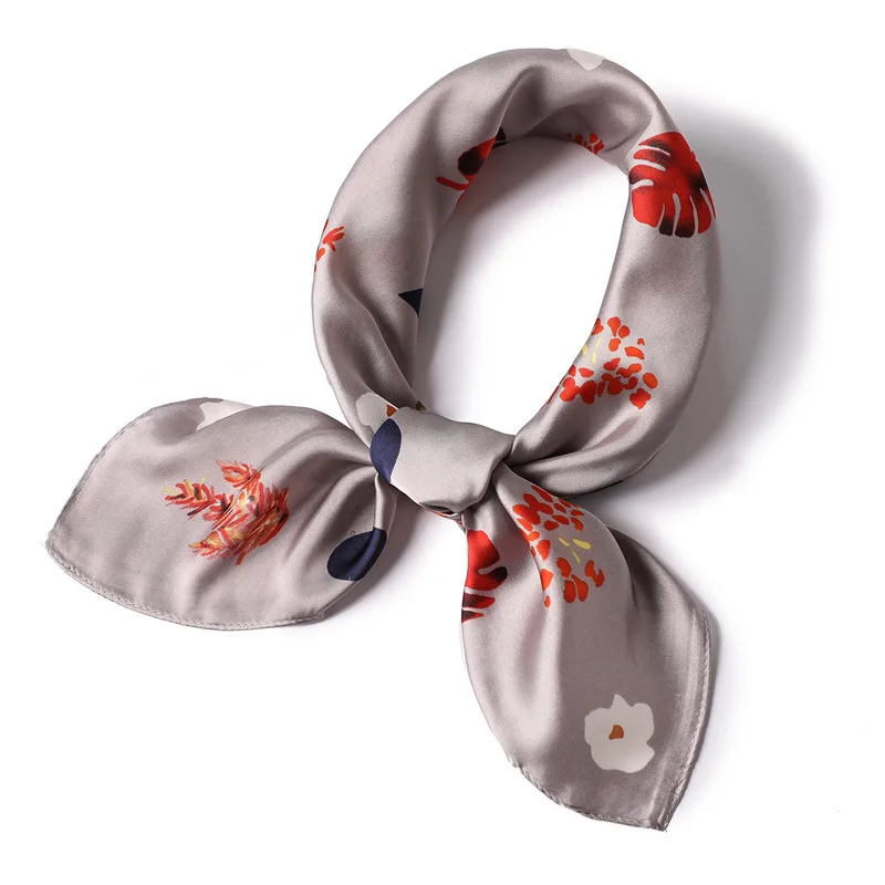 Модный Шелковый шарф с принтом 2020 квадратные женские шали шейный платок гладкие