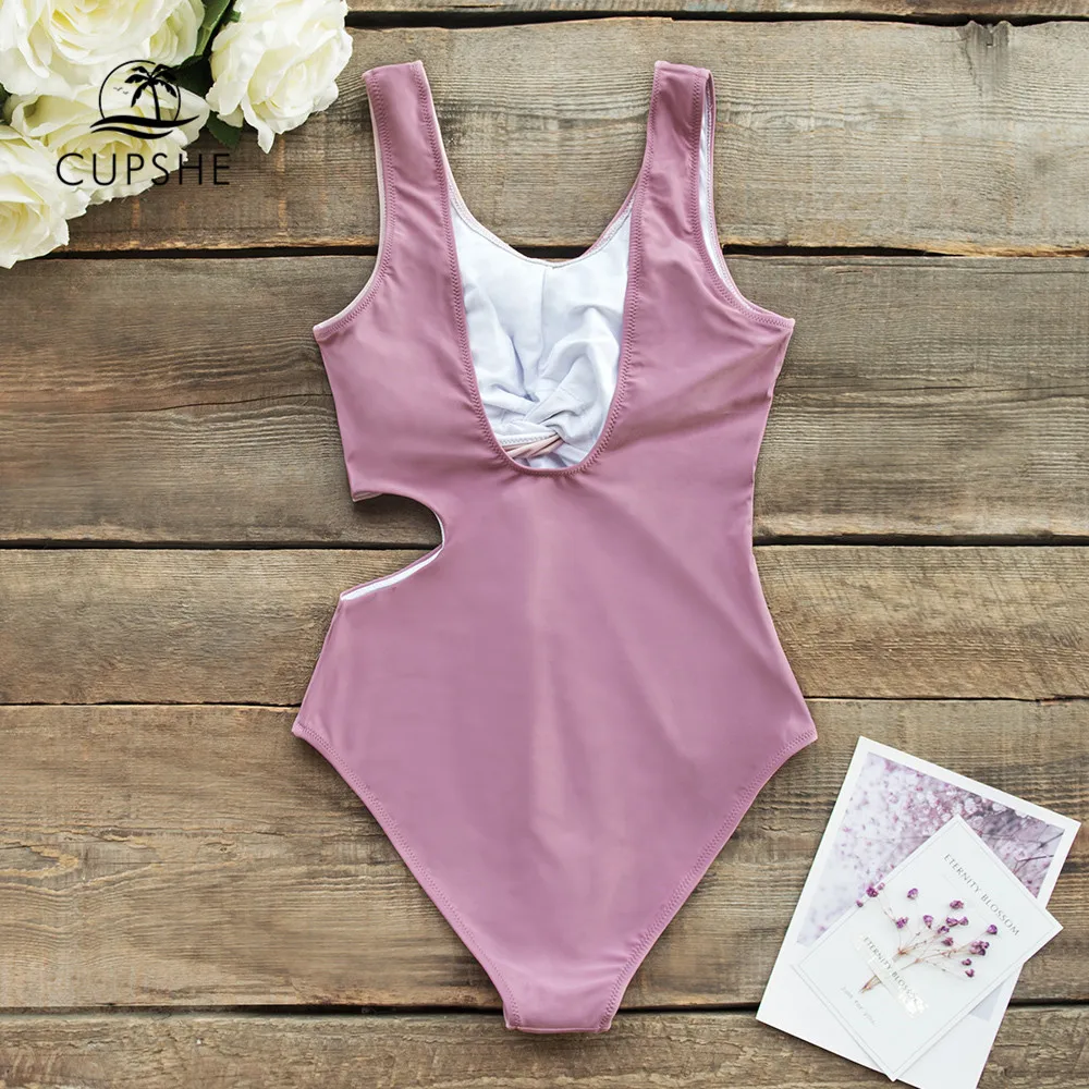 CUPSHE сиреневый скрученный Цельный купальник с вырезами сексуальный женский