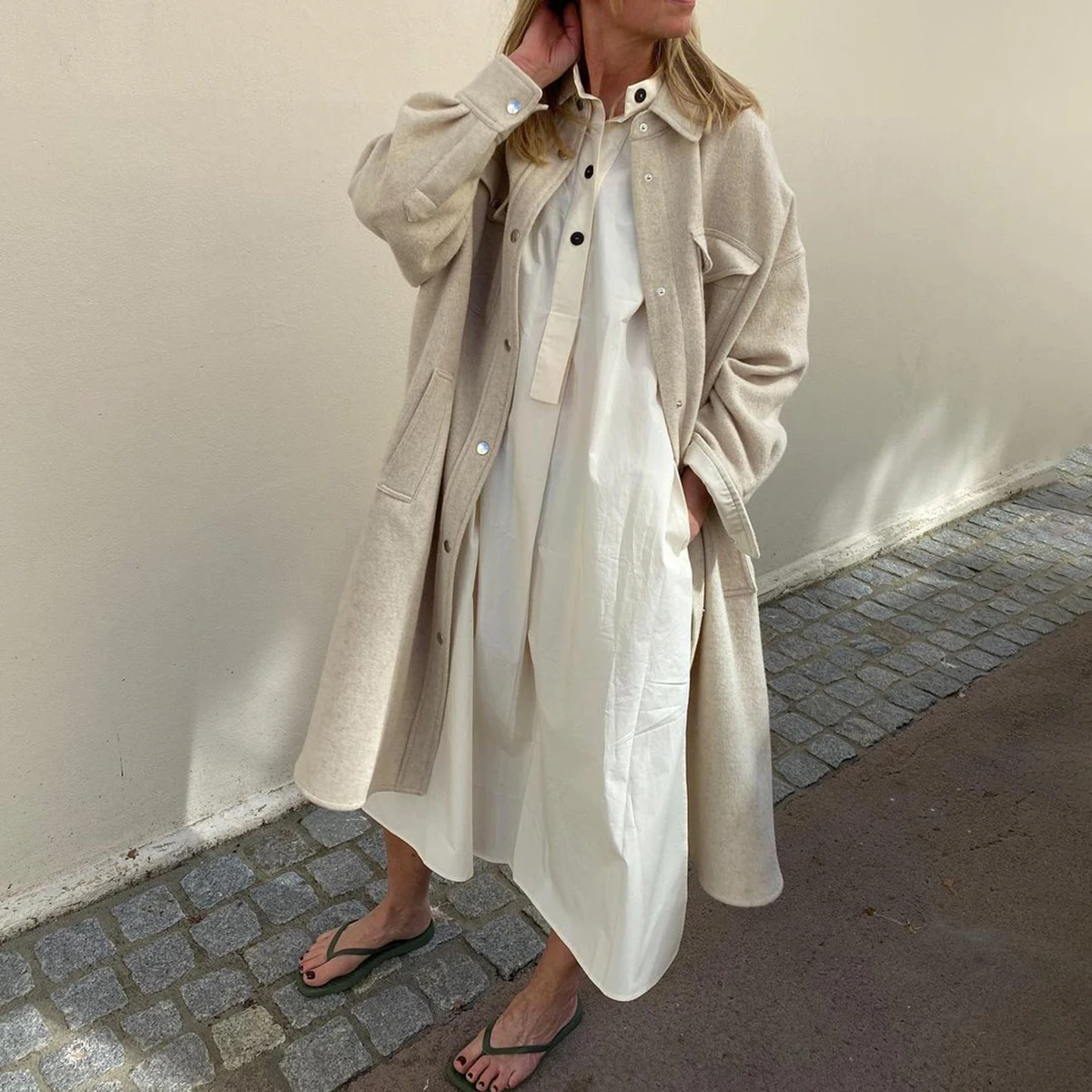 

Pirate Hippie Solid Wool Long Woolen Cloth Coat Woman Autumn Winter Turn Down Collar Pockets Buttons Jacket Casual Vintage Coats