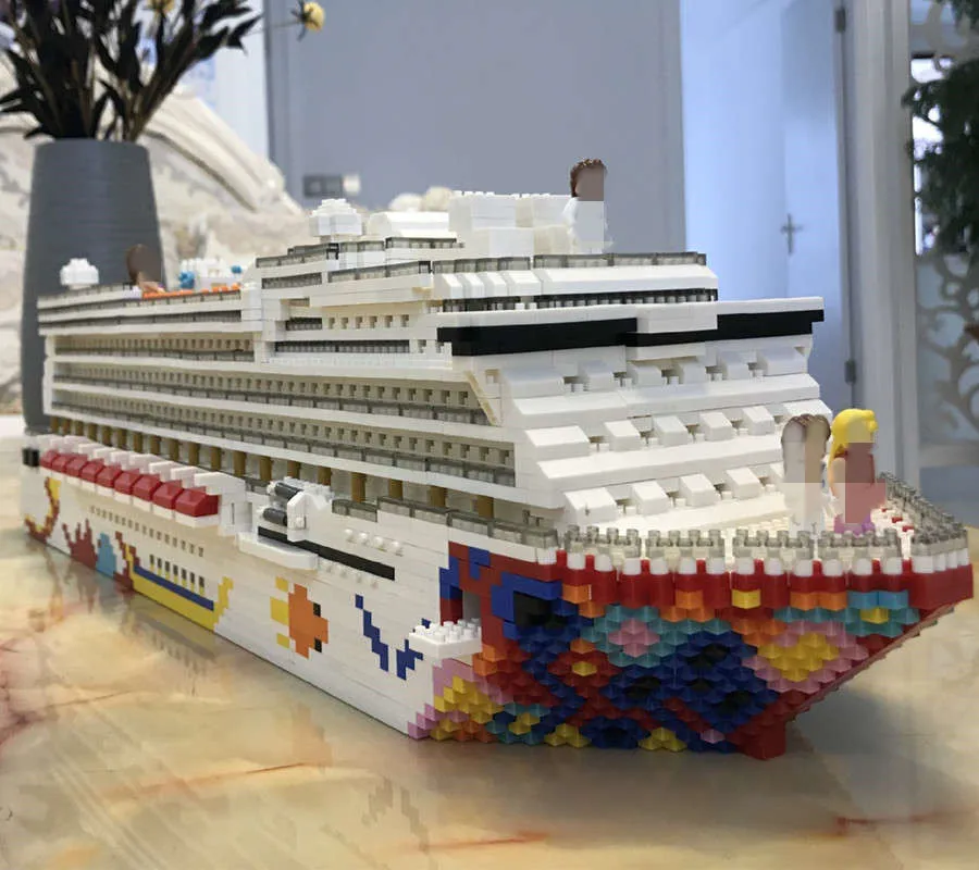 ZRK роскошный круизный лайнер большая белая лодка DIY алмазные мини строительные