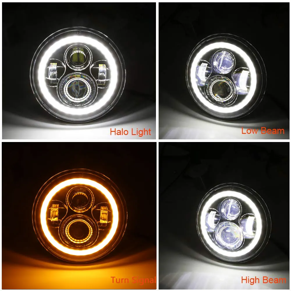 

7 Inch Round LED Headlight Halo Angle Eyes For Jeep 1997 98 99 2010 11 12 14 15 16 2017 Wrangler JK LJ TJ Projector Headlamp