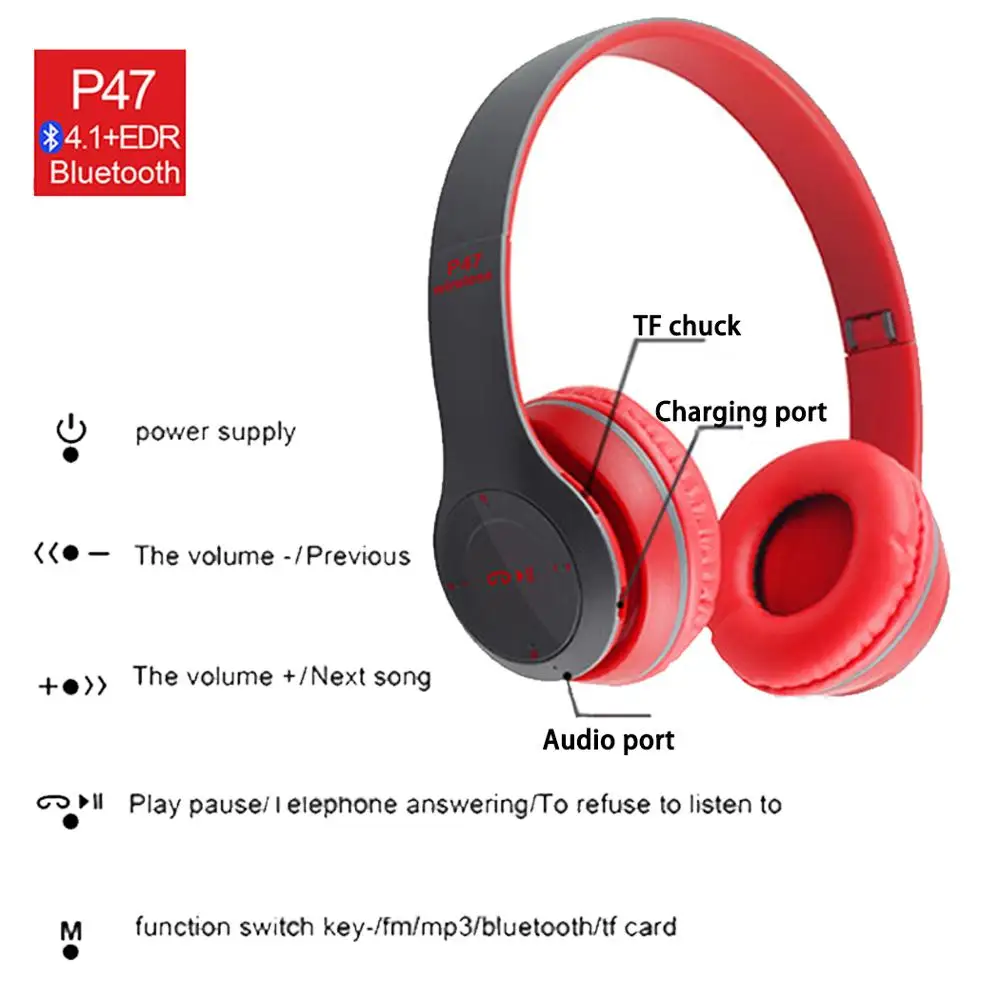 RU stock Новые портативные беспроводные наушники aux Bluetooth стерео складная гарнитура