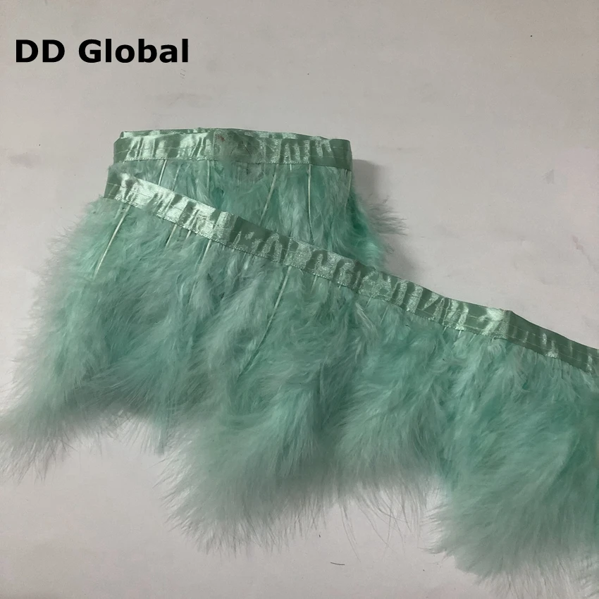 mint green 2 метра Глубокий серый перья марабу отделка бахрома DIY изделия перо для рукоделия Изготовление ювелирных изделий карнавальные украшения - Цвет: mint green