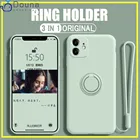 Роскошный мягкий чехол из жидкого силикона для iPhone 13, 12 Pro, 11 Pro Max, XS, X, 7, 8, XR, SE 2020, Тонкий чехол с кольцом-подставкой и ремешком для рук