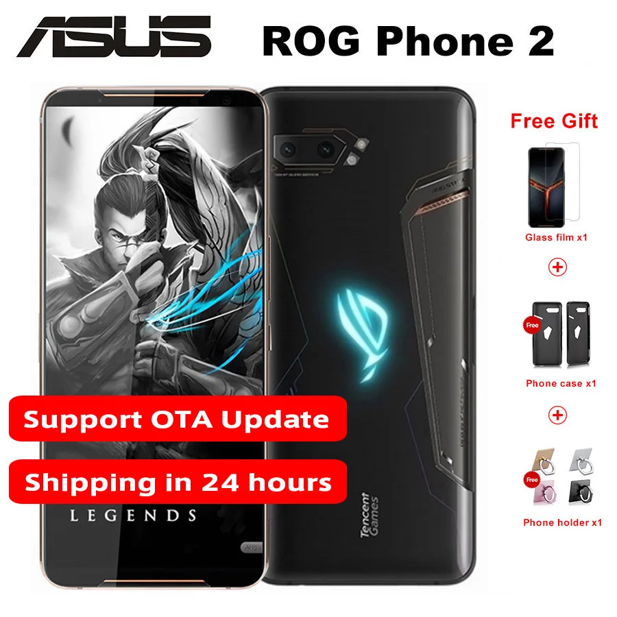 Новый мобильный телефон Asus ROG Phone 2 6 59 дюйма 8 ГБ ОЗУ 128 Гб ПЗУ Snapdragon 855 + NFC II ZS660KL 6000