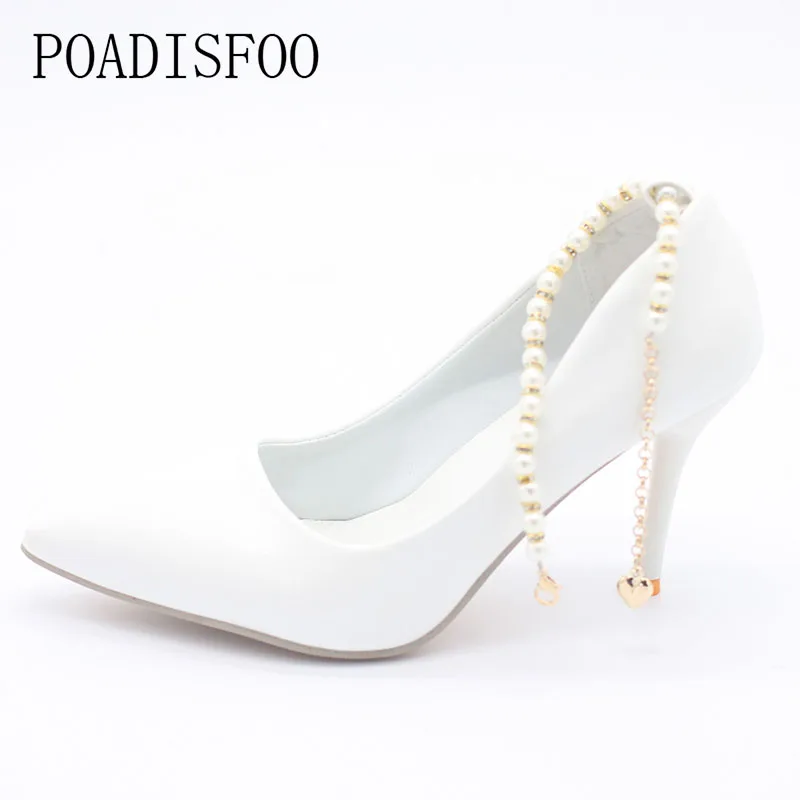 COWCOM 10cm Thin Heels Women Shoes Sexy Pointed White Pumps Pearl Sandals Ladies LSS-9996 | Обувь