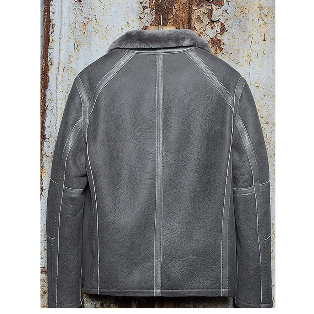 Новинка 2019 мужская серая дубленка B3 пальто из овчины короткое мужское кожаное