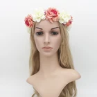 Свадебный венок для волос, Шелковая Роза, головной убор Венок, Женский обруч для волос, пляжный, для фотографий, путешествий, искусственный цветок, венок из роз