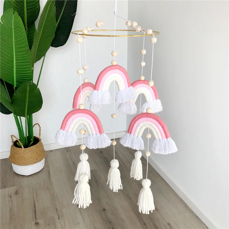 

Ins Nordic Style Macrame Rainbow Wall Hanging Tapestry For Kid Room Decor Woven Rainbow Tapestry Wall Hanging Pendant Decoration