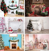 christmas backdrops tree fireplace socks mistletoe wreath candle gift decor banner photography background for photo booth studio