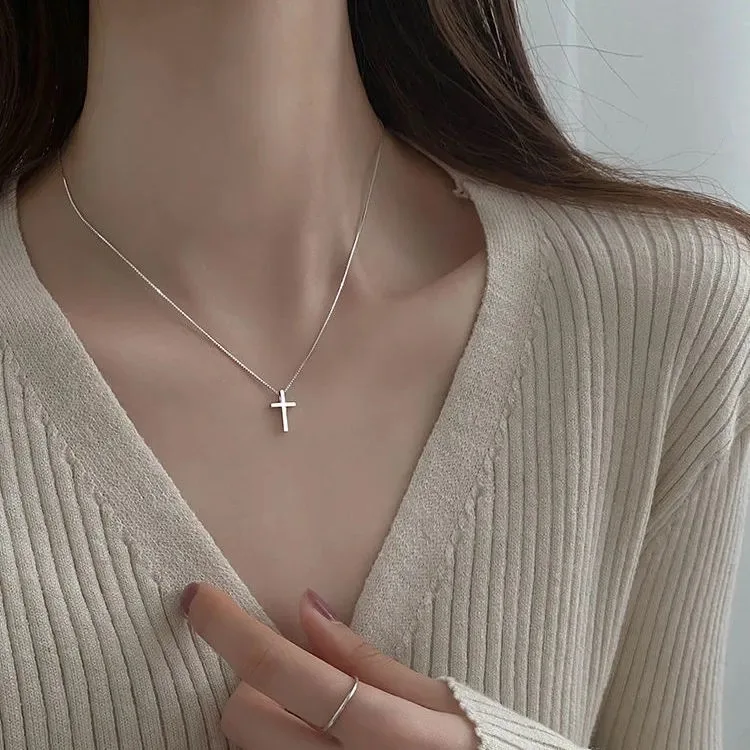 

Simple Cross Pendants Necklaces Women Silver Color Chain Choker Necklace Female Bohemian Metal Jewelry Bijoux Collares