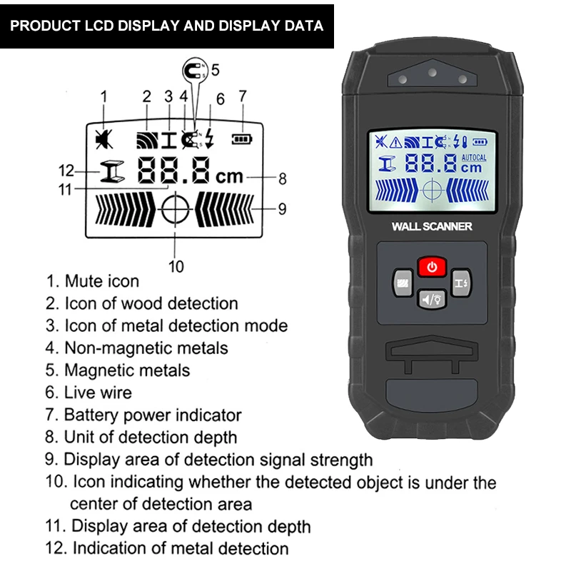 Детектор металла PRACMANU детектор с подсветкой ЖК-дисплеем | Инструменты