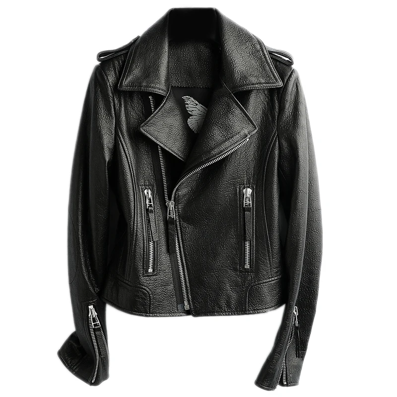 

JCHB 2021 Motorcycle leather coat Spring New sheep leather jacket short slim short leather coat women's leather