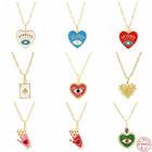 Aide 925 стерлингового серебра Цветной эмали с клипсами Дурной глаз с узором сердце; Кулон Цепочки и ожерелья Циркон Палм красивые полусапожки с толстыми цепи Цепочки и ожерелья