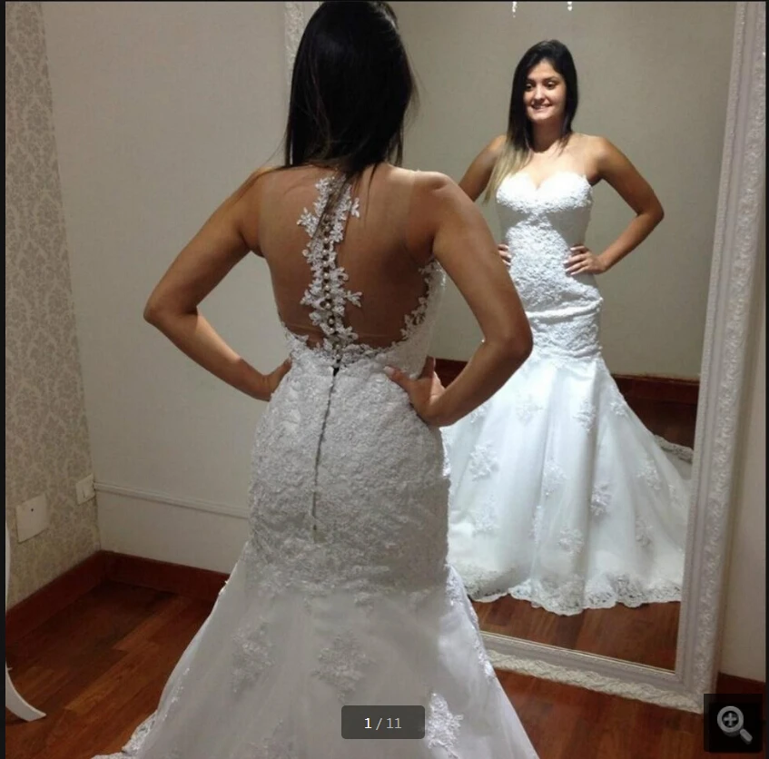 

Robe de Mariage 2020 mermaid wedding dress white tulle lace sleeveless beaded wedding dresses illusion back sexy bride dresses