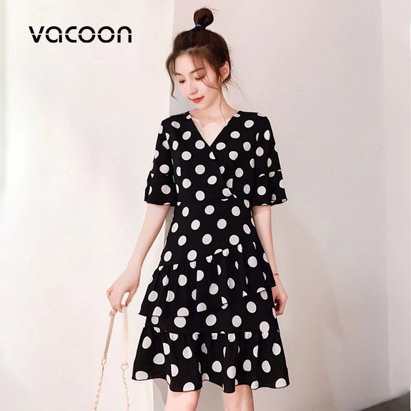 Новое Женское летнее платье в Корейском стиле модное Дамское Платье с v образным