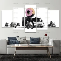 5pcs decorative canvas painting black people biking in front of the wall and dessert posters home wall art canvas hd print