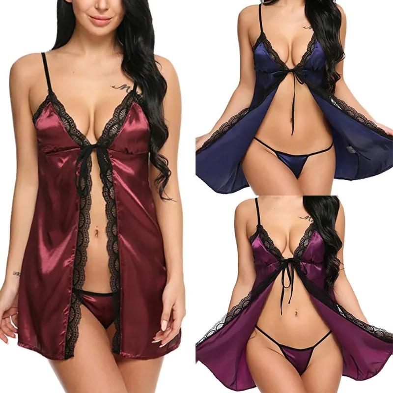 Сексуальная кружевная ночная рубашка женская пижама Пижама неглиже Babydoll