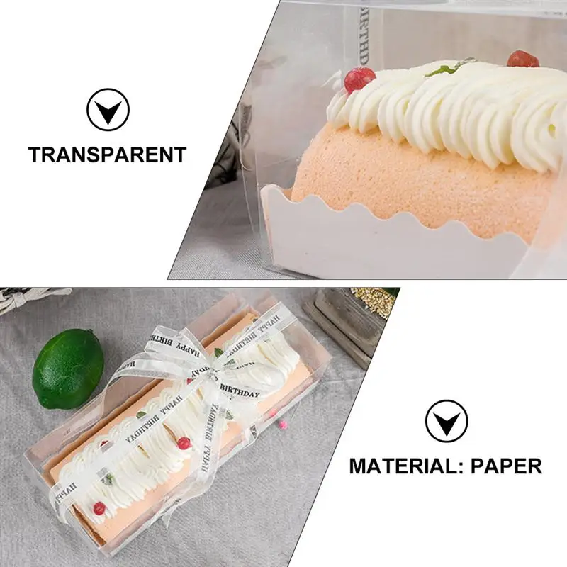 

10 Set Roll Cake Box Long Shape Cake Box Pastries Cookies Cakes Pies Storage Box