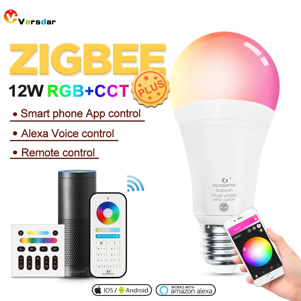AC100-240V ZigBee 12 Вт RGB CCT двойные белые ворота для светильник Link и 2 4G Wifi RF пульт