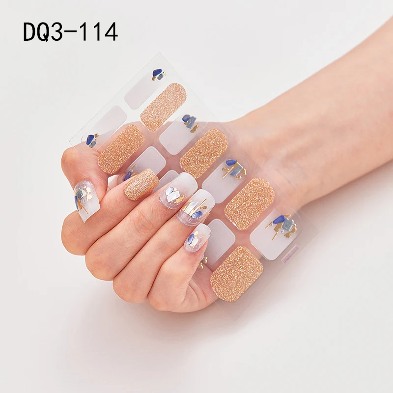 

14Tips/Sheet Nail Art Sticker Full Cover Shining Gradient Wraps Glitter Decoration Adhesive Manicure Slider Nail Vinyls Supplies