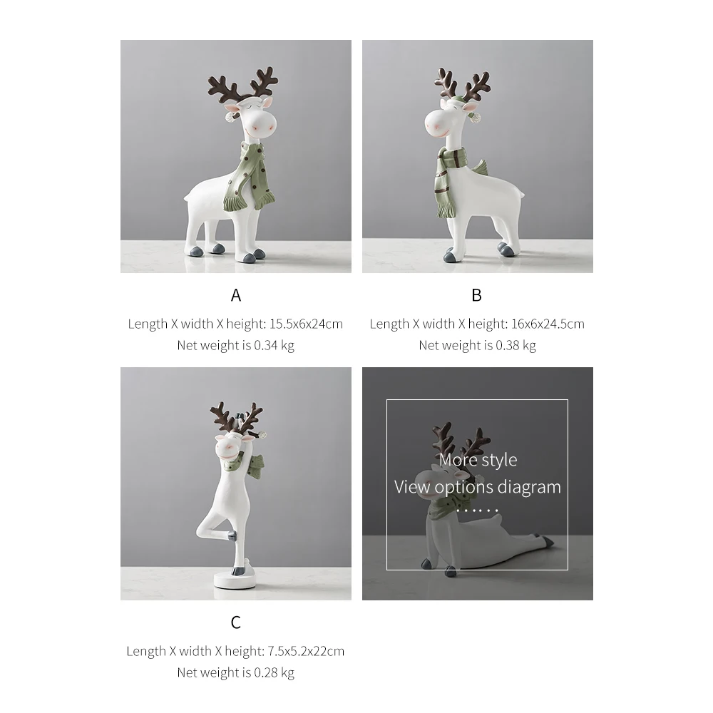 

Nordic Style Home Decoration Accessories Creative Resin Sculpture Craft Cute Elk Model Living Room Easter Ornament Birthday Gift