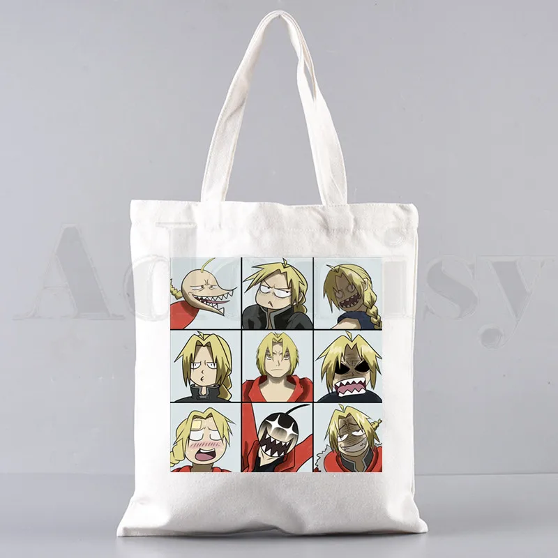 

Fullmetal Alchemist Graphic Harajuku Brothers Handbags Shoulder Bags Casual Shopping Girls Handbag Women Elegant Canvas Bag