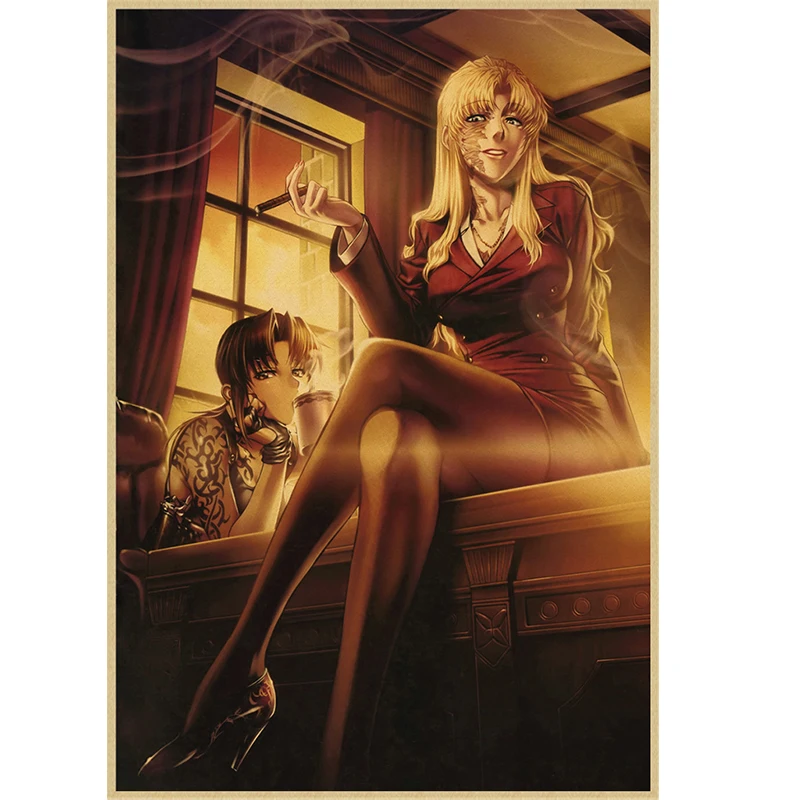 Винтажные постеры с аниме Черная Лагуна для дома бара гостиной Декор