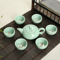chinese celadon fish tea set ceramic tea cup fish chinese tea pot drinkware for friend gift travel home tea set wine set