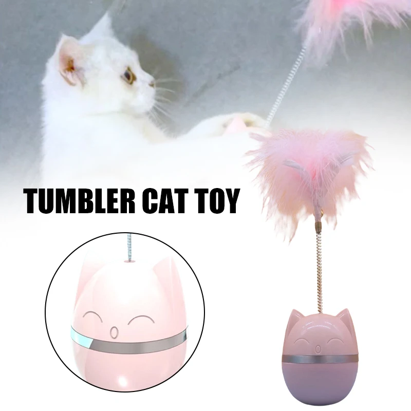 

Pet Cat Tumbler Ball Toys with Feather Durable Cartoon Cute Mice Kitten Interaction Ball Toys Cat Pet Products Supplies