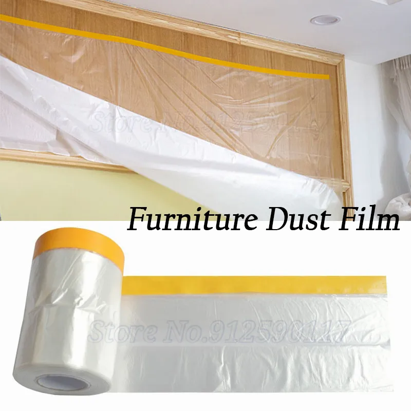

20Meter Furniture Dust-proof Masking Tape Plastic Drop Cloth Wardrobe Dust Protection Masking Film Cover for Automobile Painting