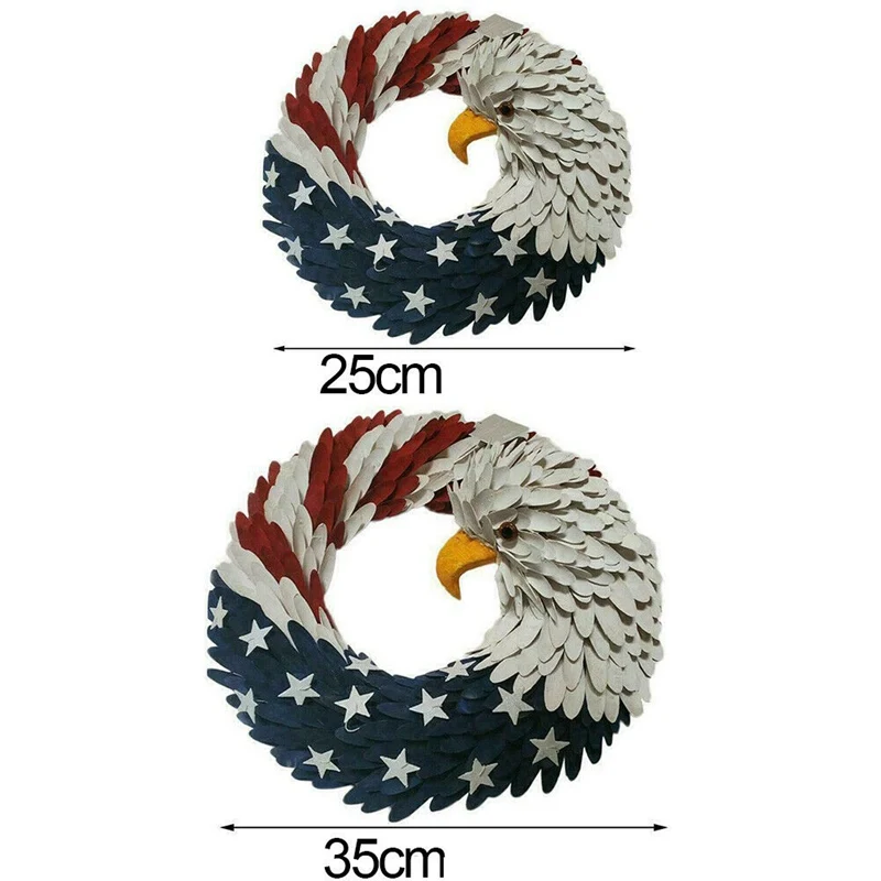 

For Car Motorcycle American Eagle Wreath Patriotic Front Wreath Eagle National Flag Design Artificial Garland Wreath Hanging
