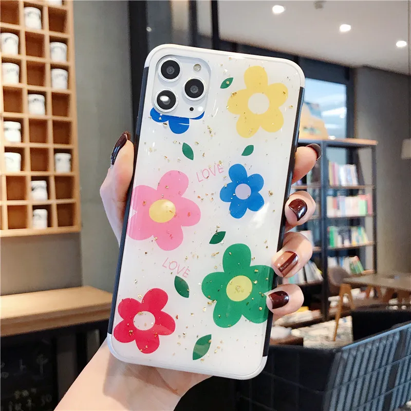Luxury Glitter Flower Soft Silicone Case For iPhone 11Pro X XS Max XR TPU Cover 7 8 6 6s Plus 10 cases Coque |