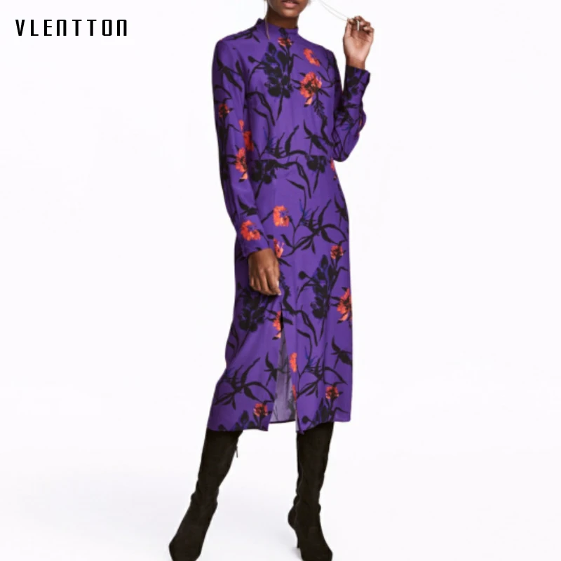 Женское винтажное платье макси с длинным рукавом открытое сбоку|Женские платья| |