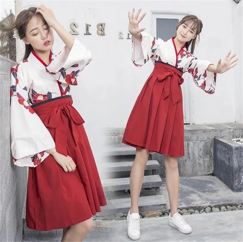 2019 Kawaii японский стиль летнее модное кимоно с цветочным принтом Haori для девочек
